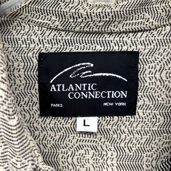 Vintage Atlantic Connection Button Up Shirt Men Large Retro Abstract Long Sleeve - Picture 10 of 16